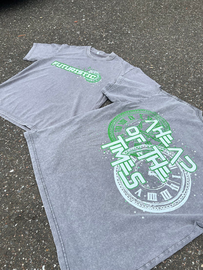 Green & Grey Ahead of the Times Acid Wash Tee Shirt