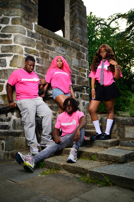 Pink & White Ahead of the Times Acid Wash Tee Shirt