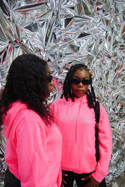 Pink Neon Futuristic Rhinestone Hoodie