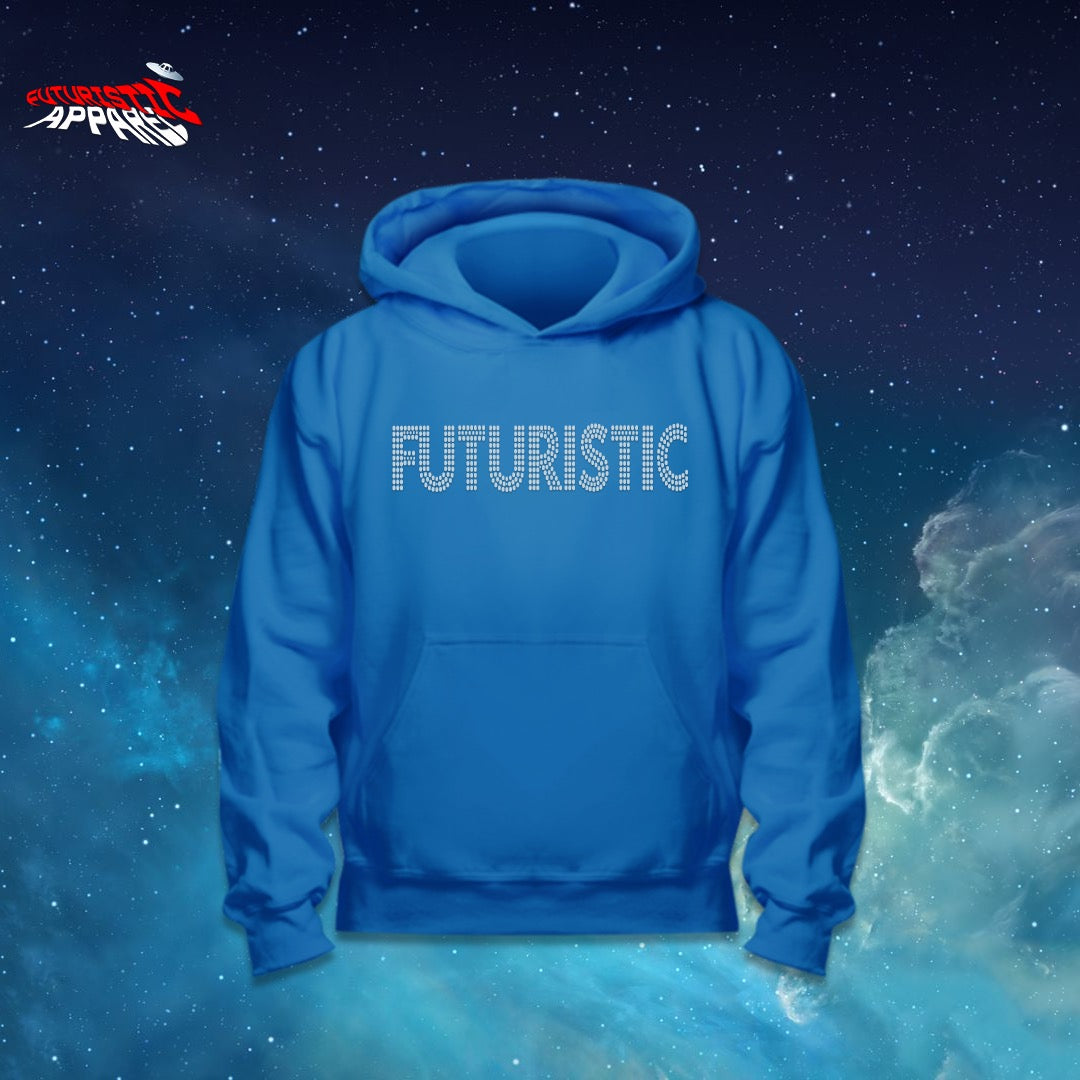 Blue Futuristic Apparel Rhinestone Hoodie