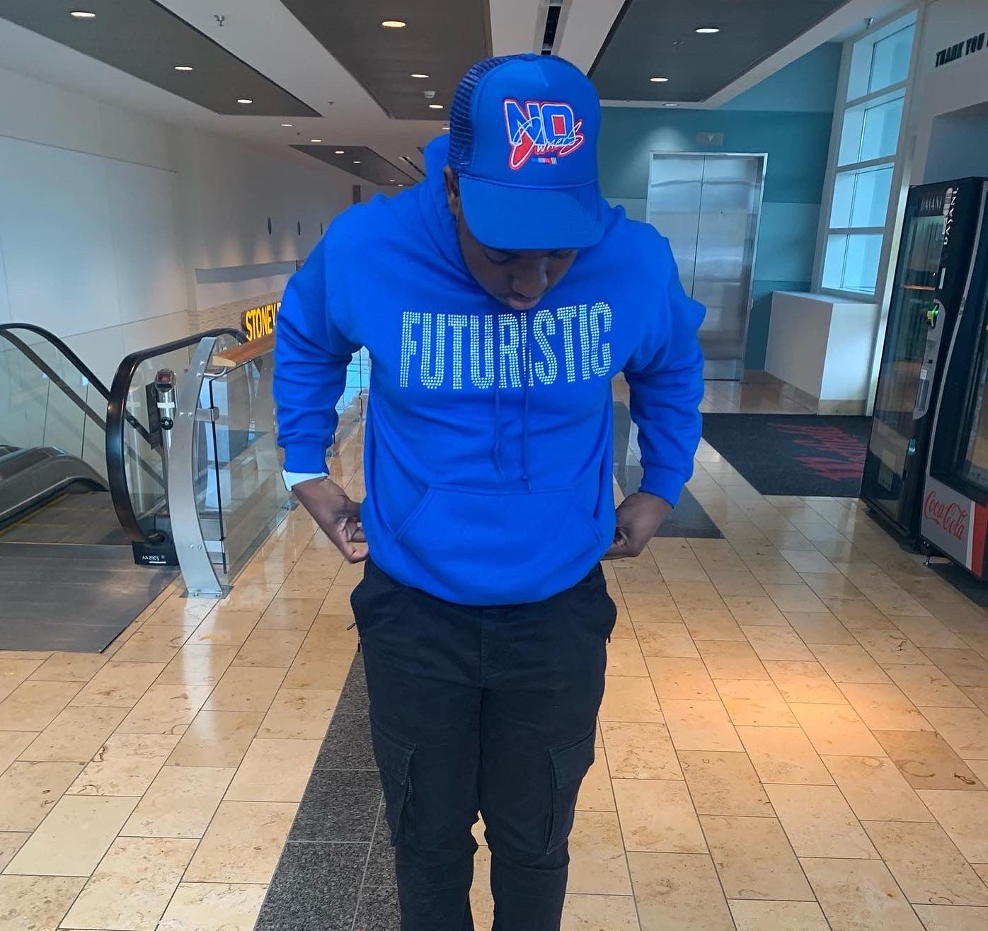 Blue Futuristic Apparel Rhinestone Hoodie