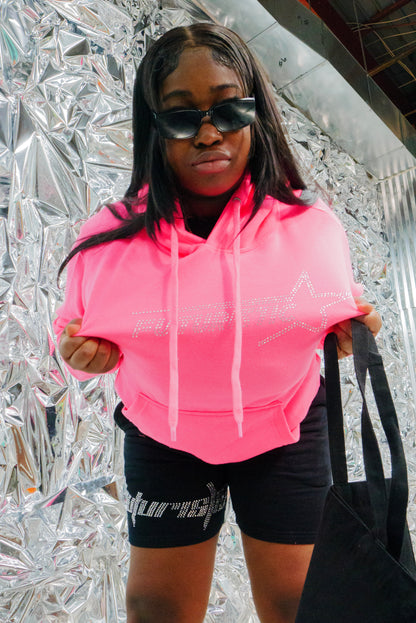 Pink Neon Futuristic Rhinestone Hoodie