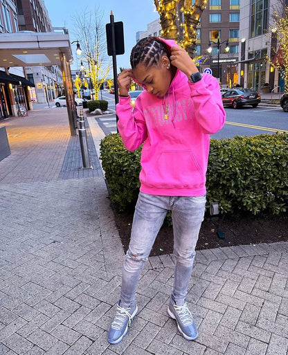 Pink Futuristic Apparel Rhinestone Hoodie