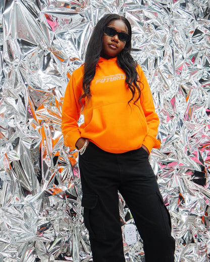 Orange Neon Futuristic Rhinestone Hoodie