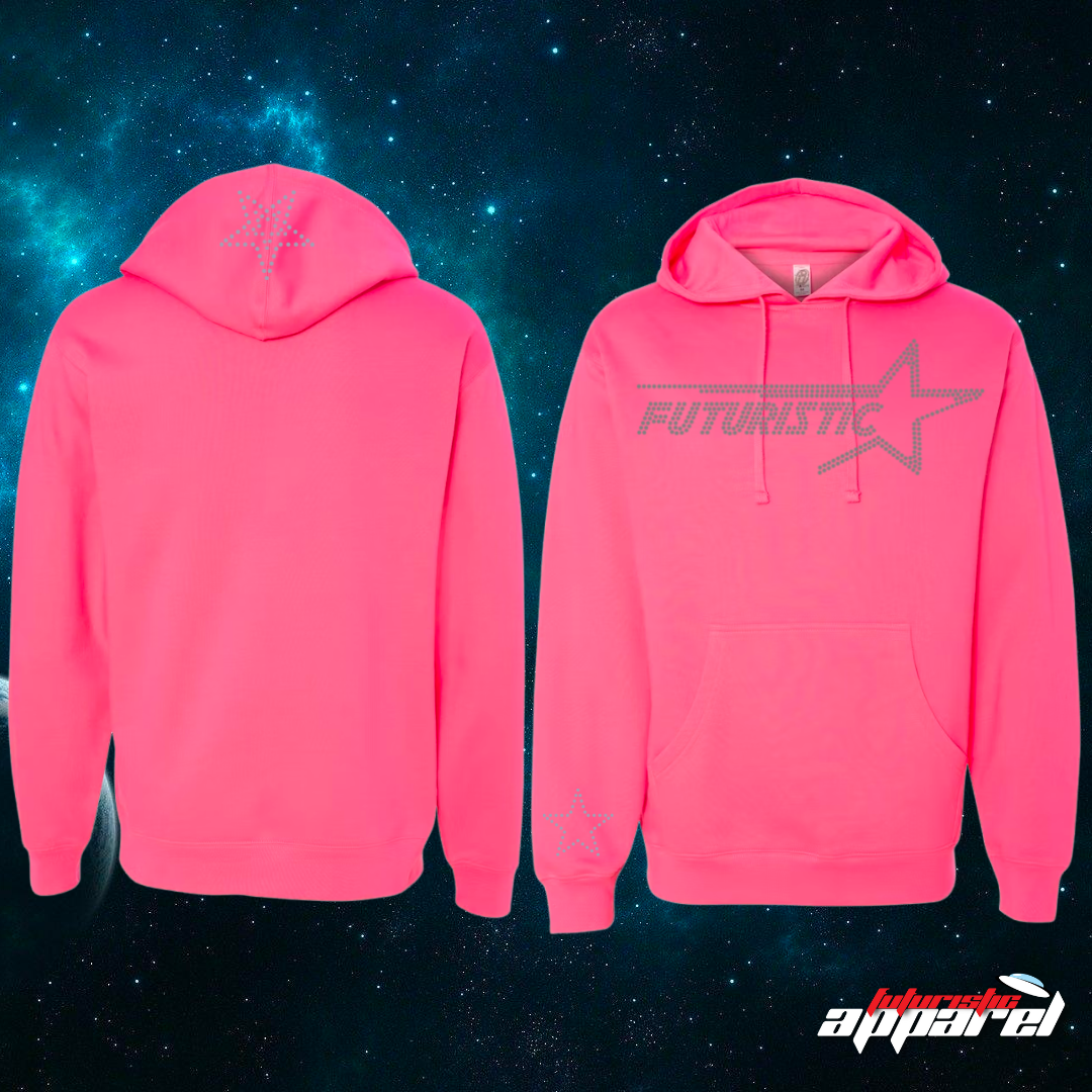 Pink Neon Futuristic Rhinestone Hoodie