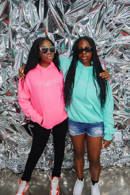 Teal Neon Futuristic Rhinestone Hoodie