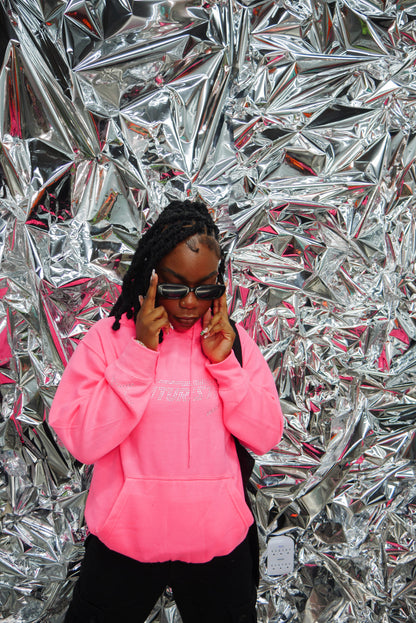 Pink Neon Futuristic Rhinestone Hoodie