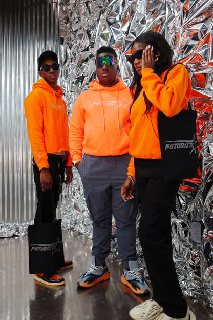 Orange Neon Futuristic Rhinestone Hoodie