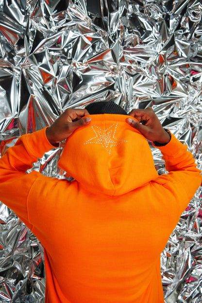 Orange Neon Futuristic Rhinestone Hoodie