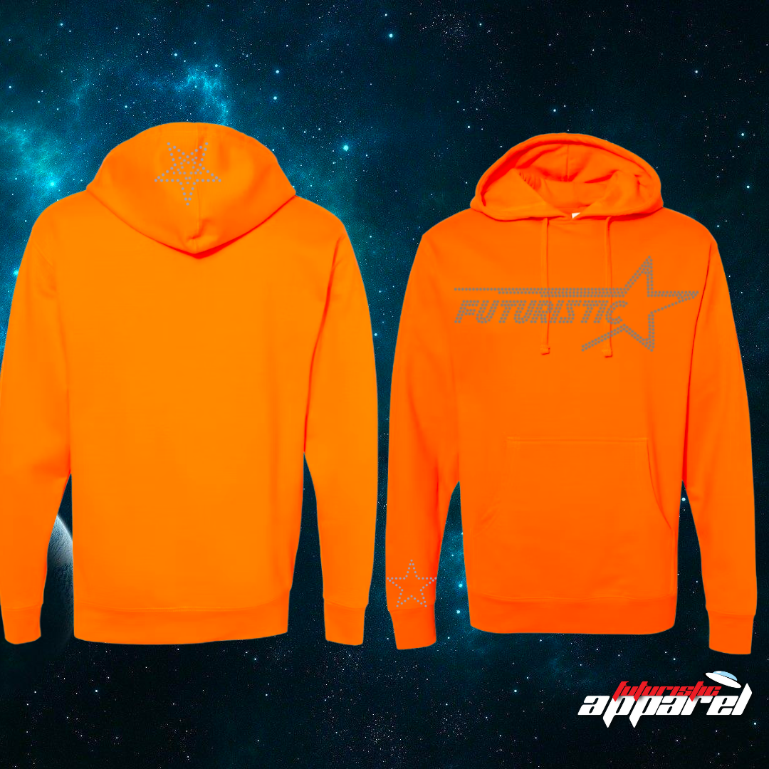 Orange Neon Futuristic Rhinestone Hoodie